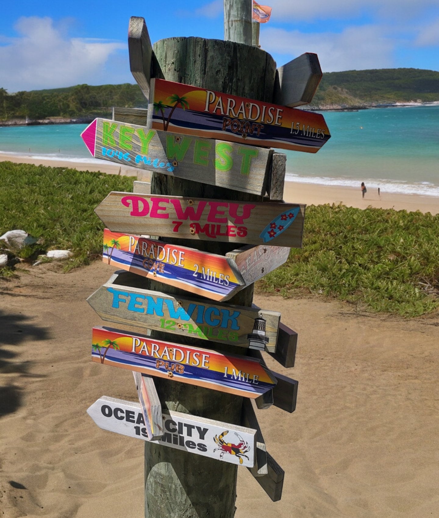 Custom Destination Arrow Sign: Travel Memory Gift, Weather Resistant