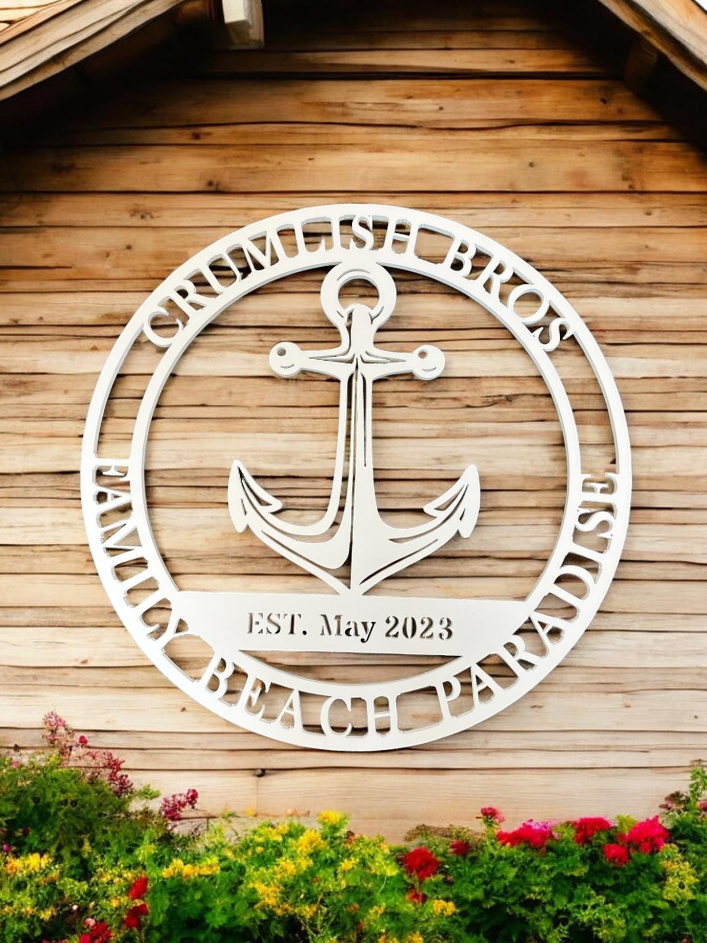 Personalized Anchor Sign: 3ft Nautical Beach House Decor