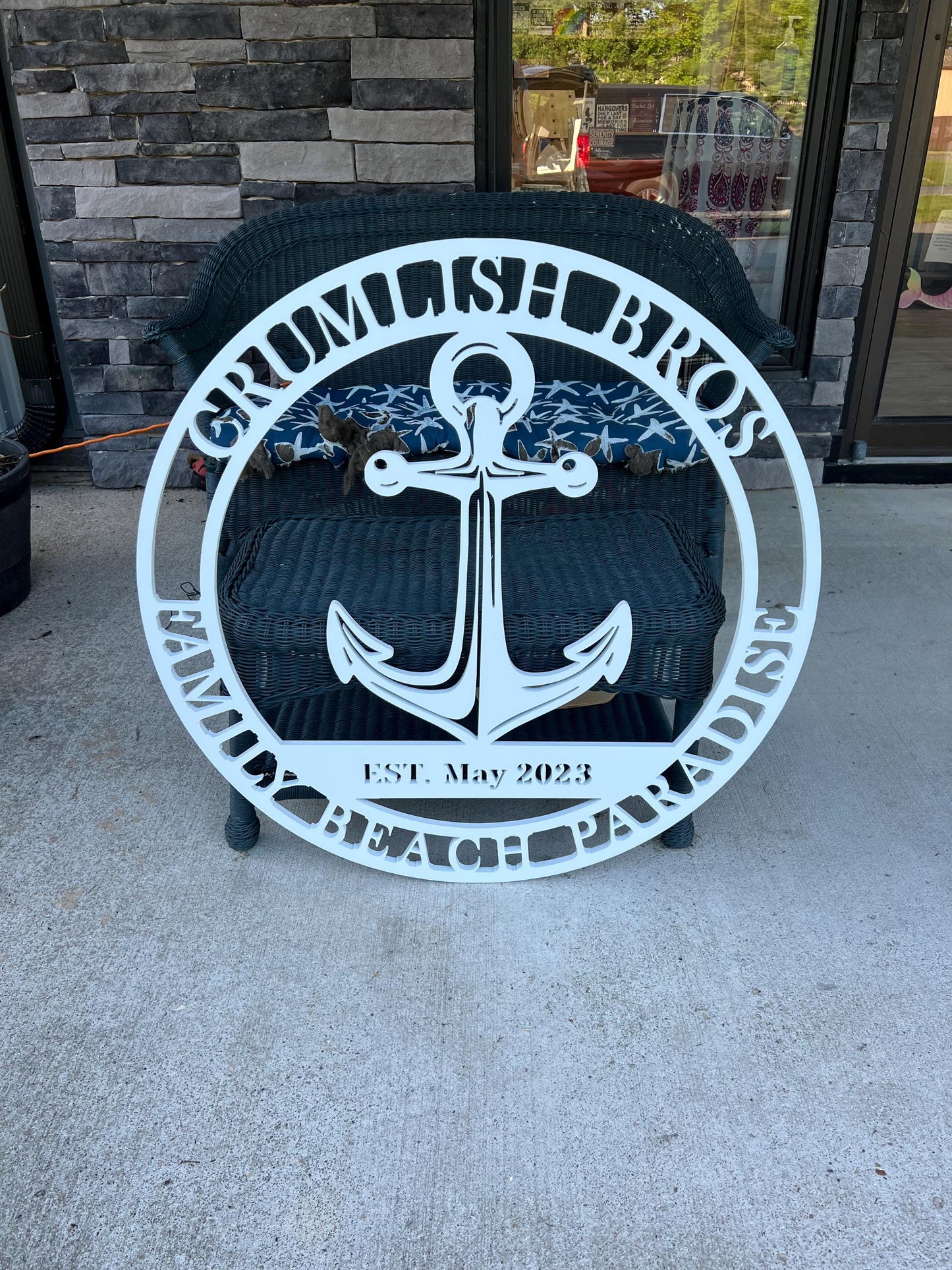 Personalized Anchor Sign: 3ft Nautical Beach House Decor