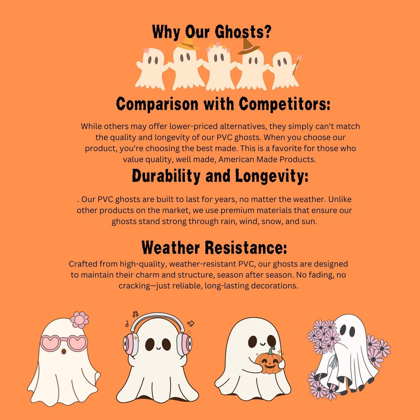 PVC Halloween Ghost Yard Decor: All-Weather Outdoor Lawn Art