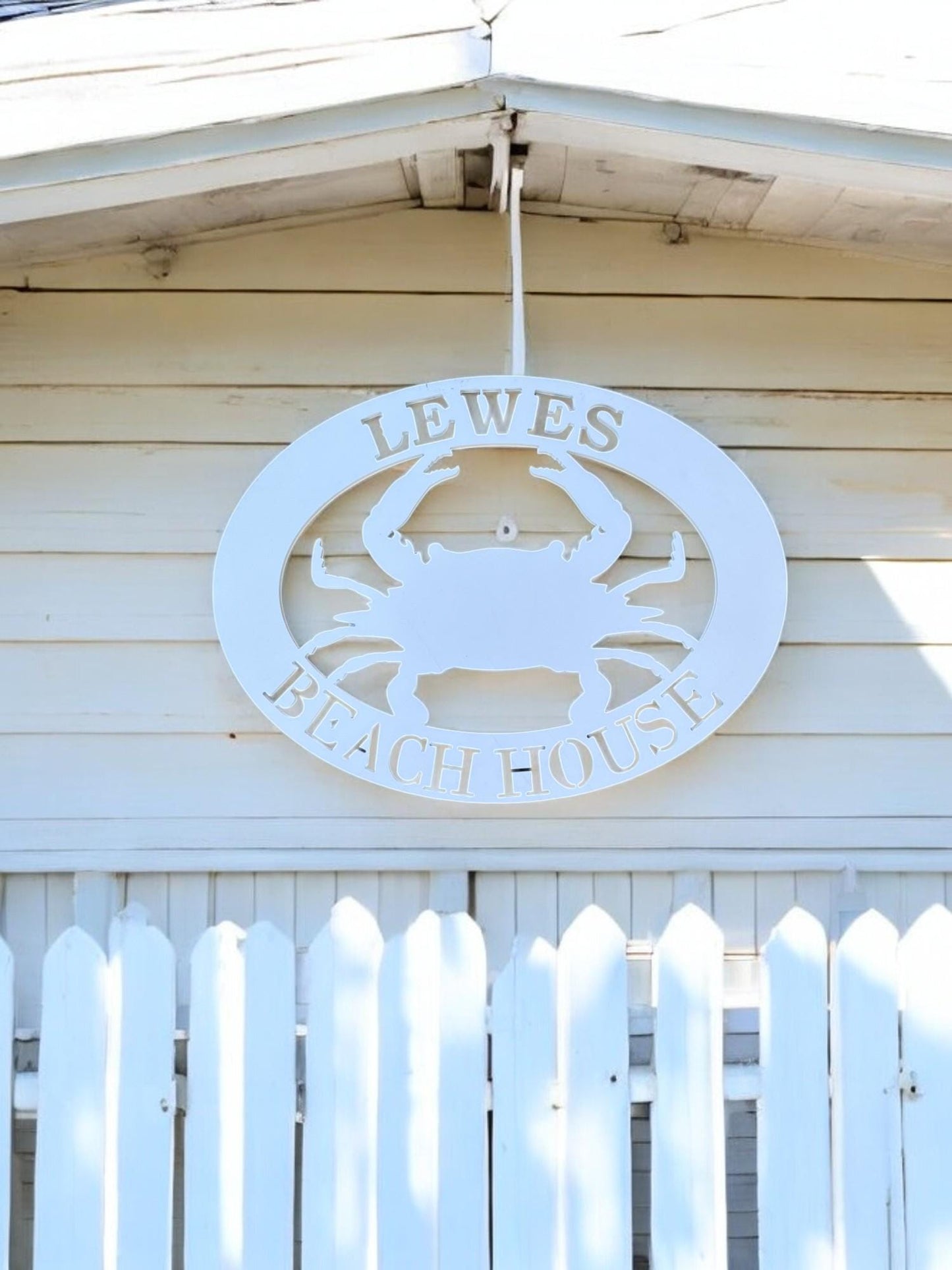 Personalized Beach House Sign: Coastal Crab Decor, Weatherproof PVC