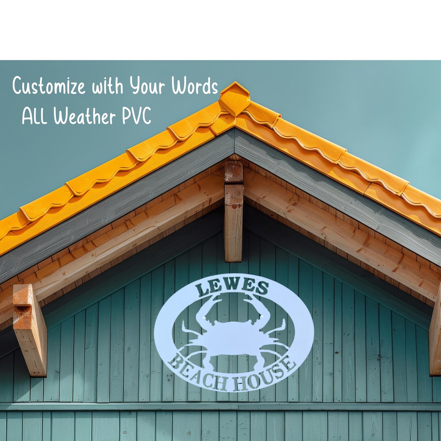 Personalized Beach House Sign: Coastal Crab Decor, Weatherproof PVC