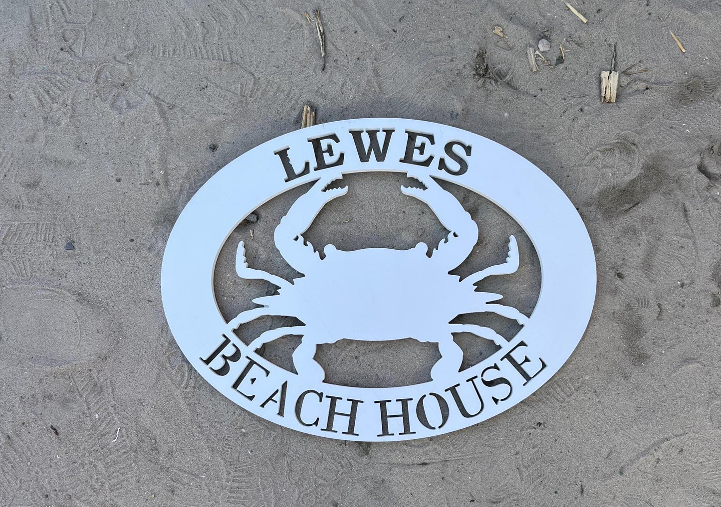 Personalized Beach House Sign: Coastal Crab Decor, Weatherproof PVC