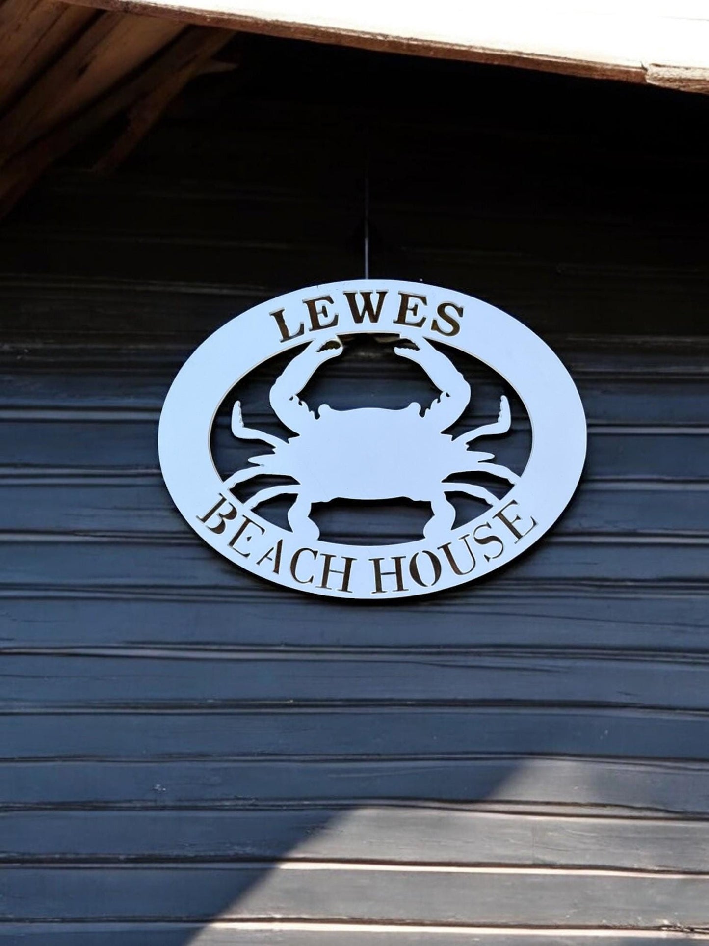 Personalized Beach House Sign: Coastal Crab Decor, Weatherproof PVC