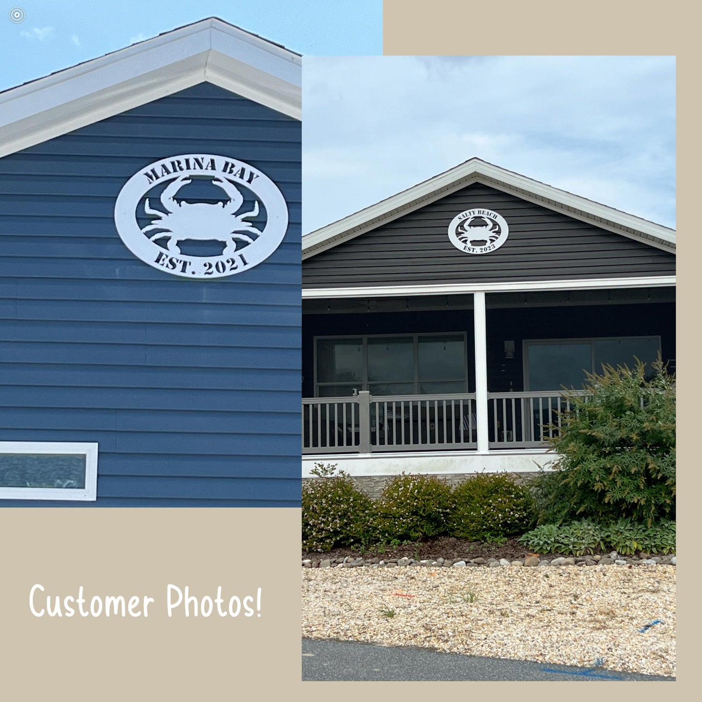 Personalized Beach House Sign: Coastal Crab Decor, Weatherproof PVC