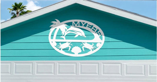 Custom Beach House Sign: Coastal Last Name PVC Outdoor Decor