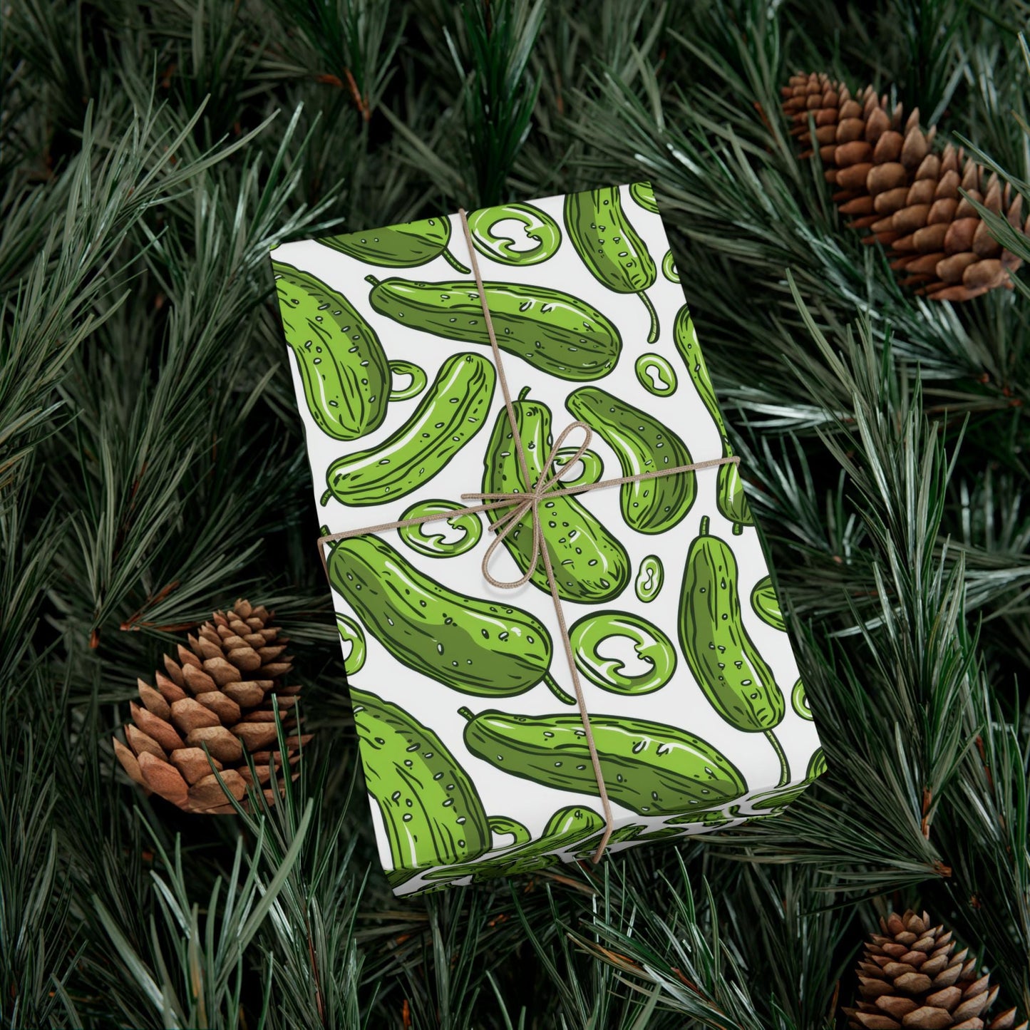 Luxury Pickle Themed Wrapping Paper,  Wrap for Holidays, Birthdays, and Special Occasions - Festive Wrapping Sheets, Decorative Gift