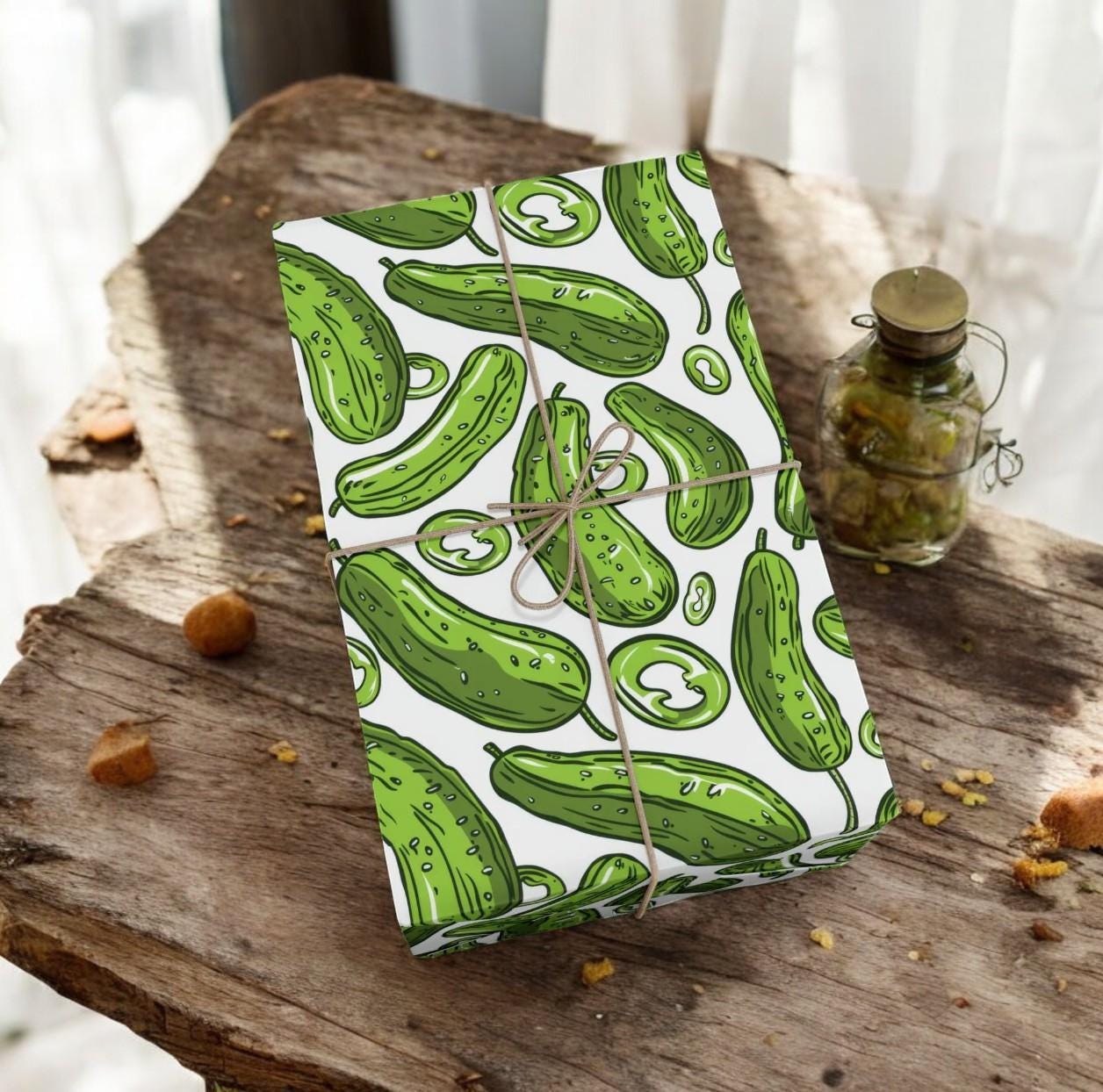 Luxury Pickle Themed Wrapping Paper,  Wrap for Holidays, Birthdays, and Special Occasions - Festive Wrapping Sheets, Decorative Gift