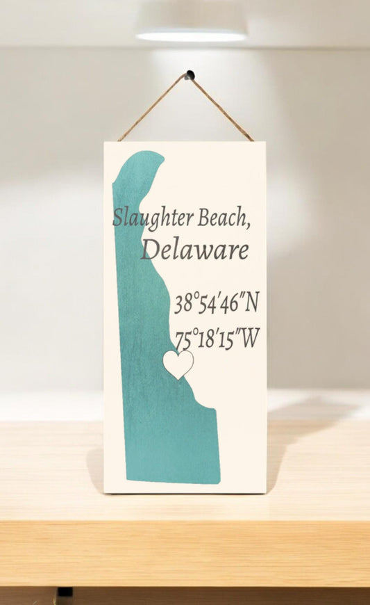 Slaughter Beach, Delaware Wood Sign: Nautical Home Decor