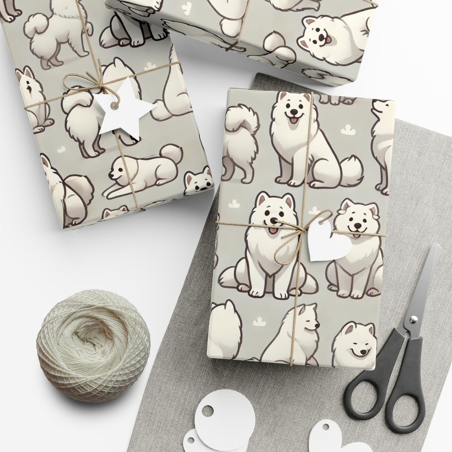 Samoyed Dog Gift Wrap Papers, Luxurious but Cute and Playful, Perfect for Dog Lovers, Birthdays, Holidays, Baby Showers, and Special Gifts