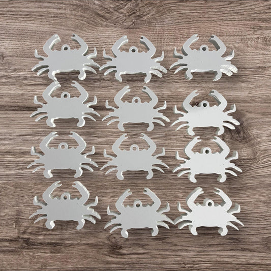 PVC Crab Christmas Ornaments: Coastal Decor with Red Ribbon (Set of 12)