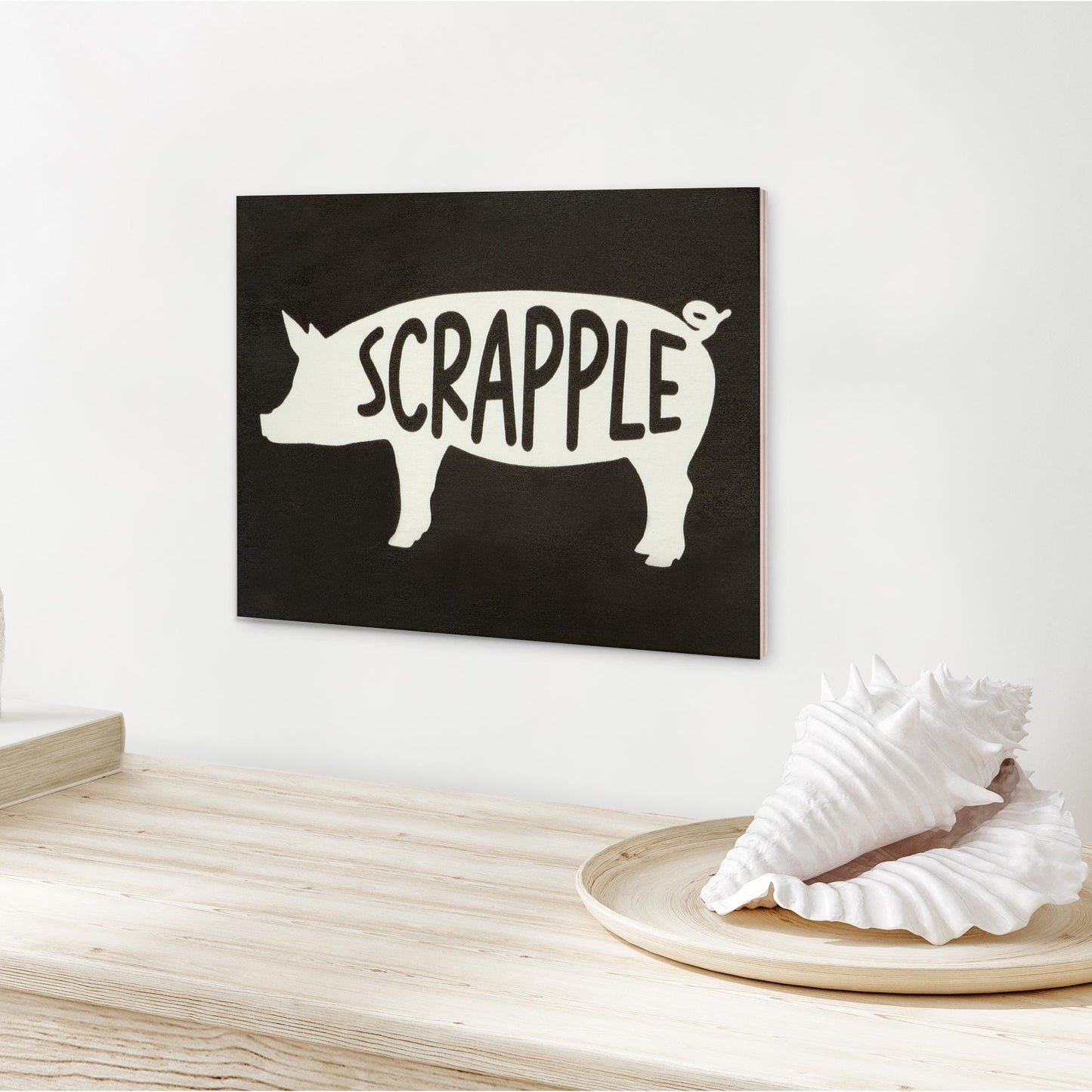 Scrapple Pig Wood Sign: Rustic Farmhouse Kitchen Decor