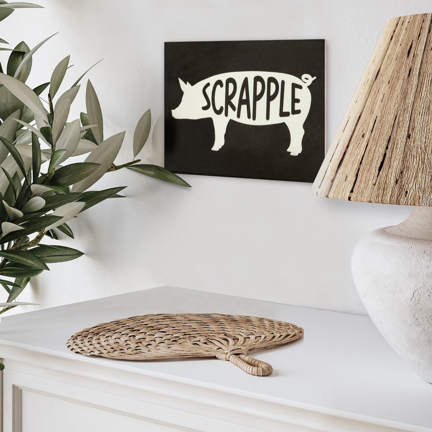 Scrapple Pig Wood Sign: Rustic Farmhouse Kitchen Decor