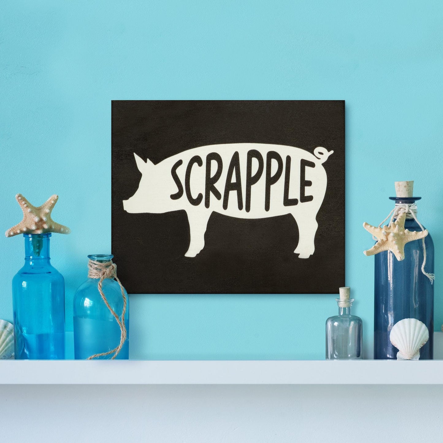 Scrapple Pig Wood Sign: Rustic Farmhouse Kitchen Decor
