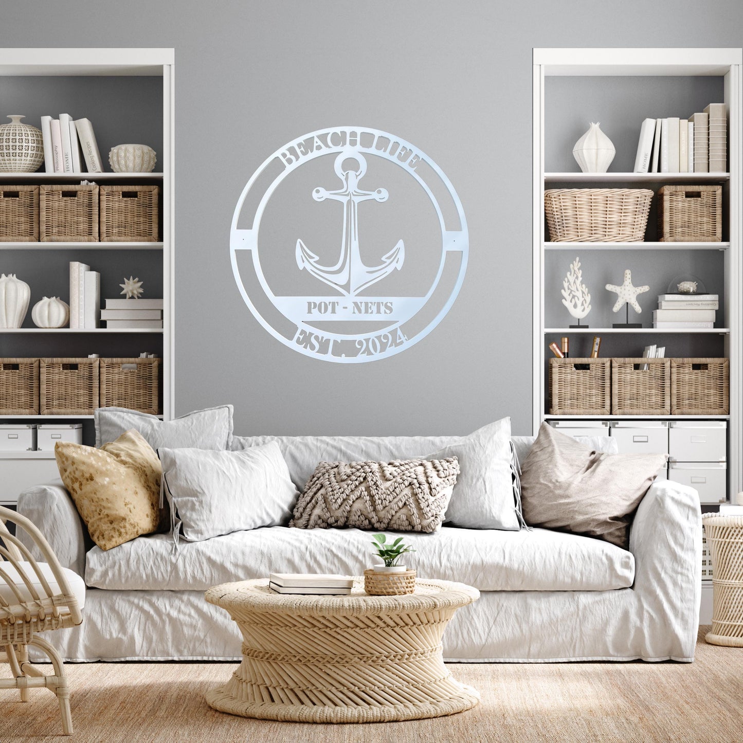 Personalized Anchor Sign: 3ft Nautical Beach House Decor