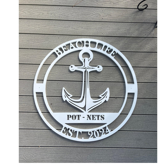Personalized Anchor Sign: 3ft Nautical Beach House Decor