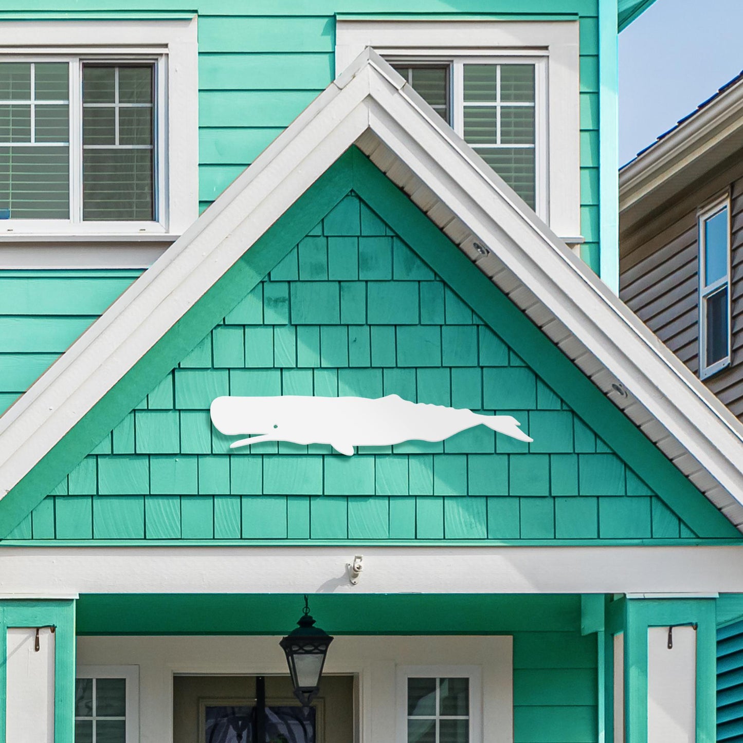 White Whale PVC Sign: Coastal Beach House Decor