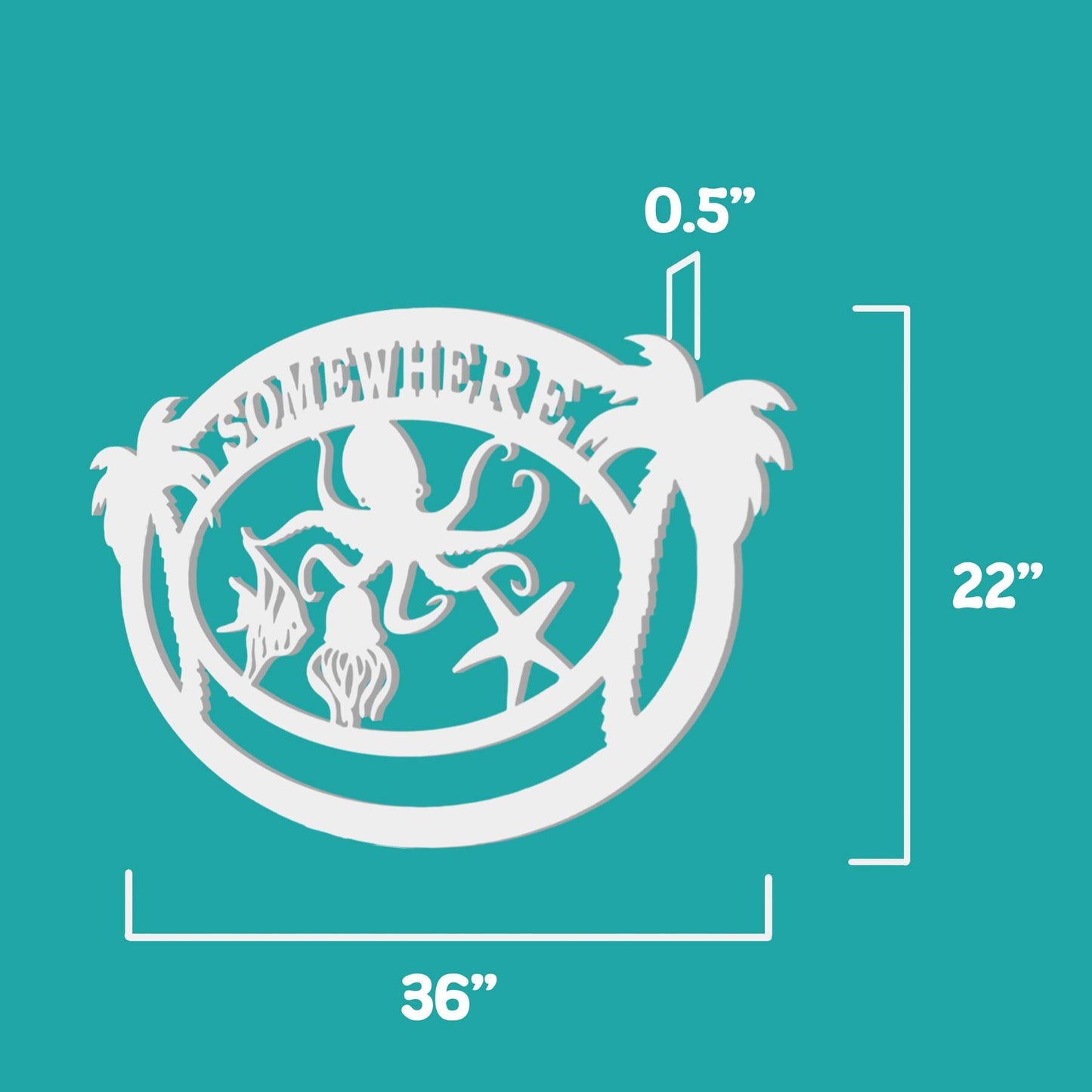 Outdoor Octopus Coastal PVC Sign: Palm Trees, Beach Home Decor, Somewhere