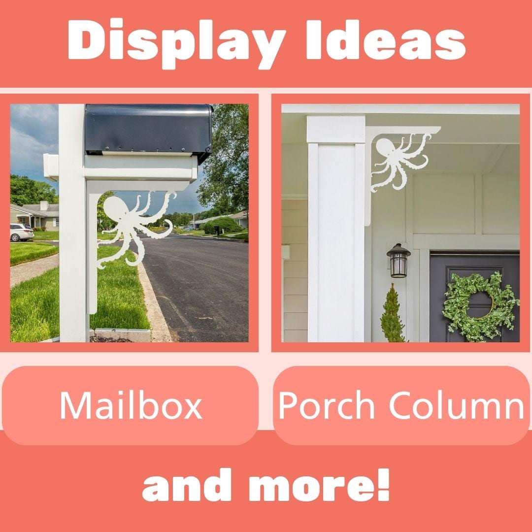 Octopus Mailbox Bracket: Weather Resistant Beach House Decor