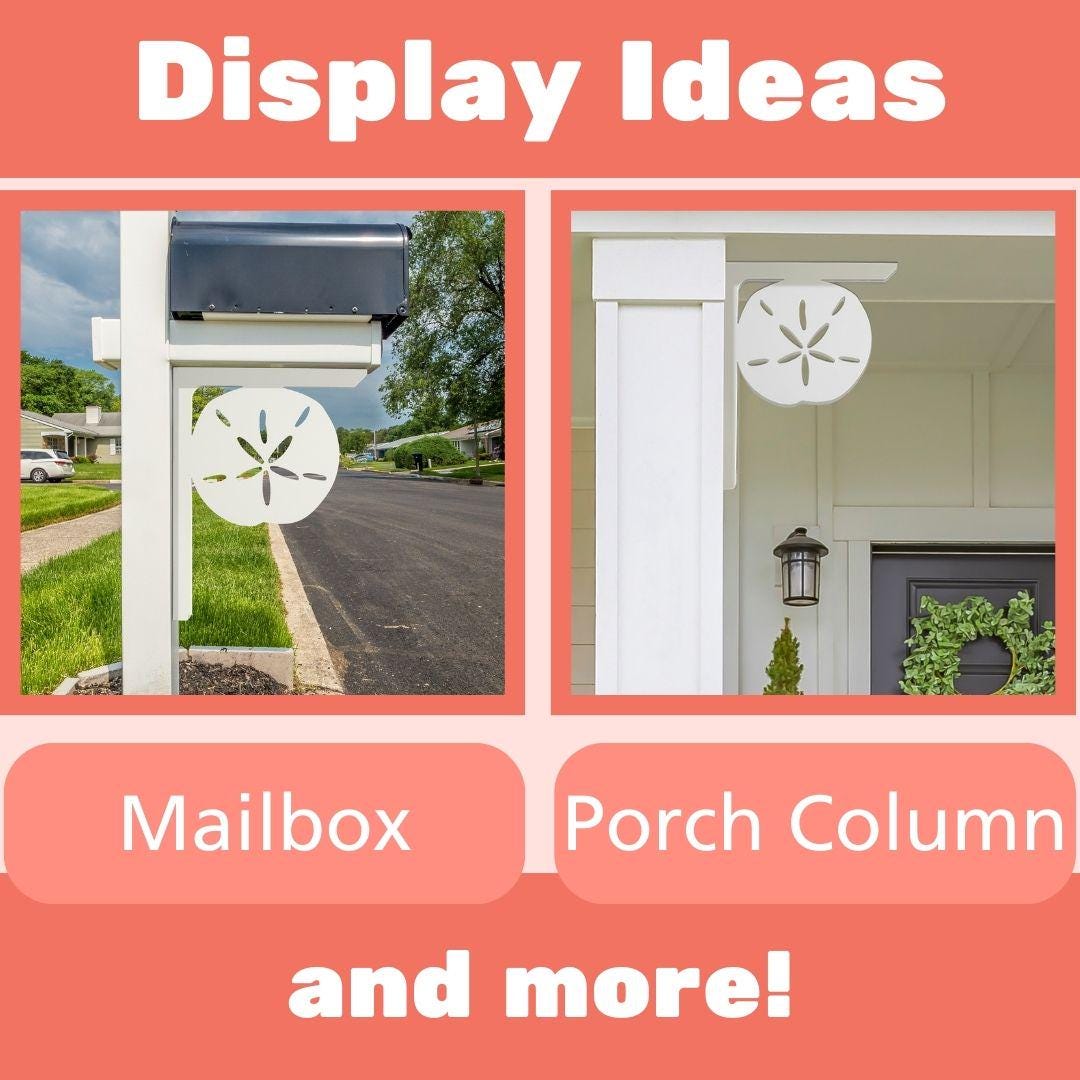 Sand Dollar Mailbox Bracket: Weather Resistant PVC Beach Decor (21 Inch)