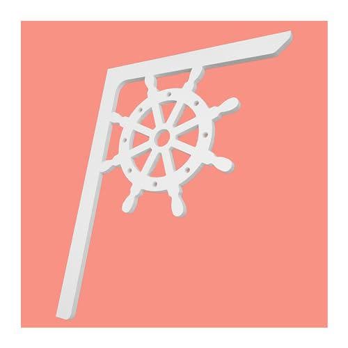 Nautical Wheel Mailbox Bracket: White PVC Porch Decor