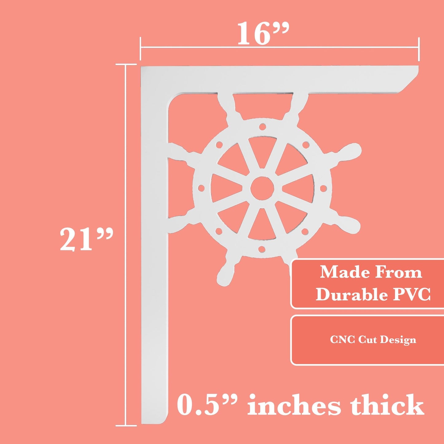 Nautical Wheel Mailbox Bracket: White PVC Porch Decor