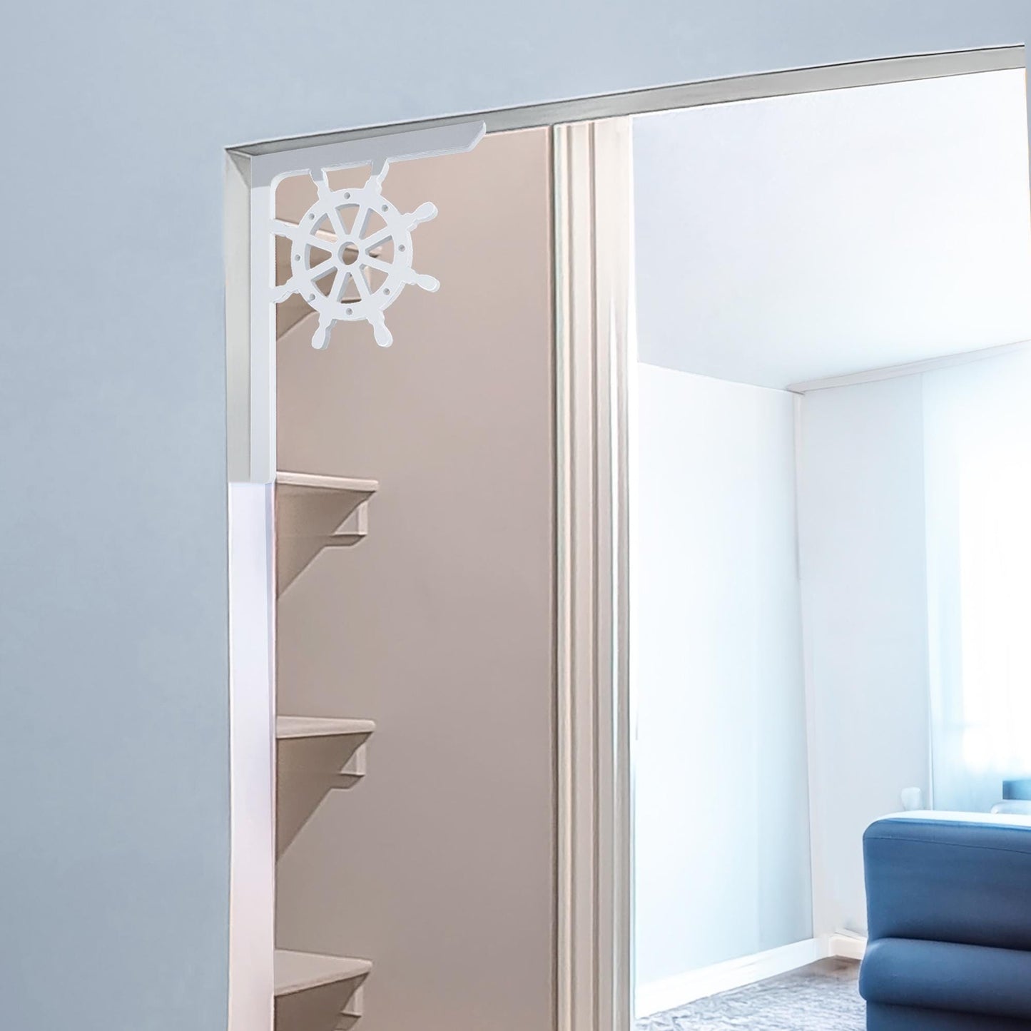 Nautical Wheel Mailbox Bracket: White PVC Porch Decor