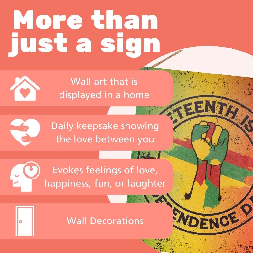 Juneteenth Is Our Independence Day Sign: African American Freedom Day Decor