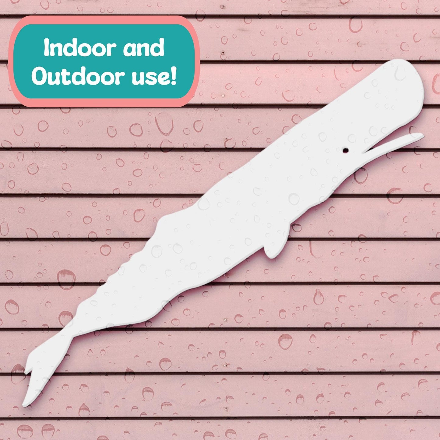 White Whale PVC Sign: Coastal Beach House Decor