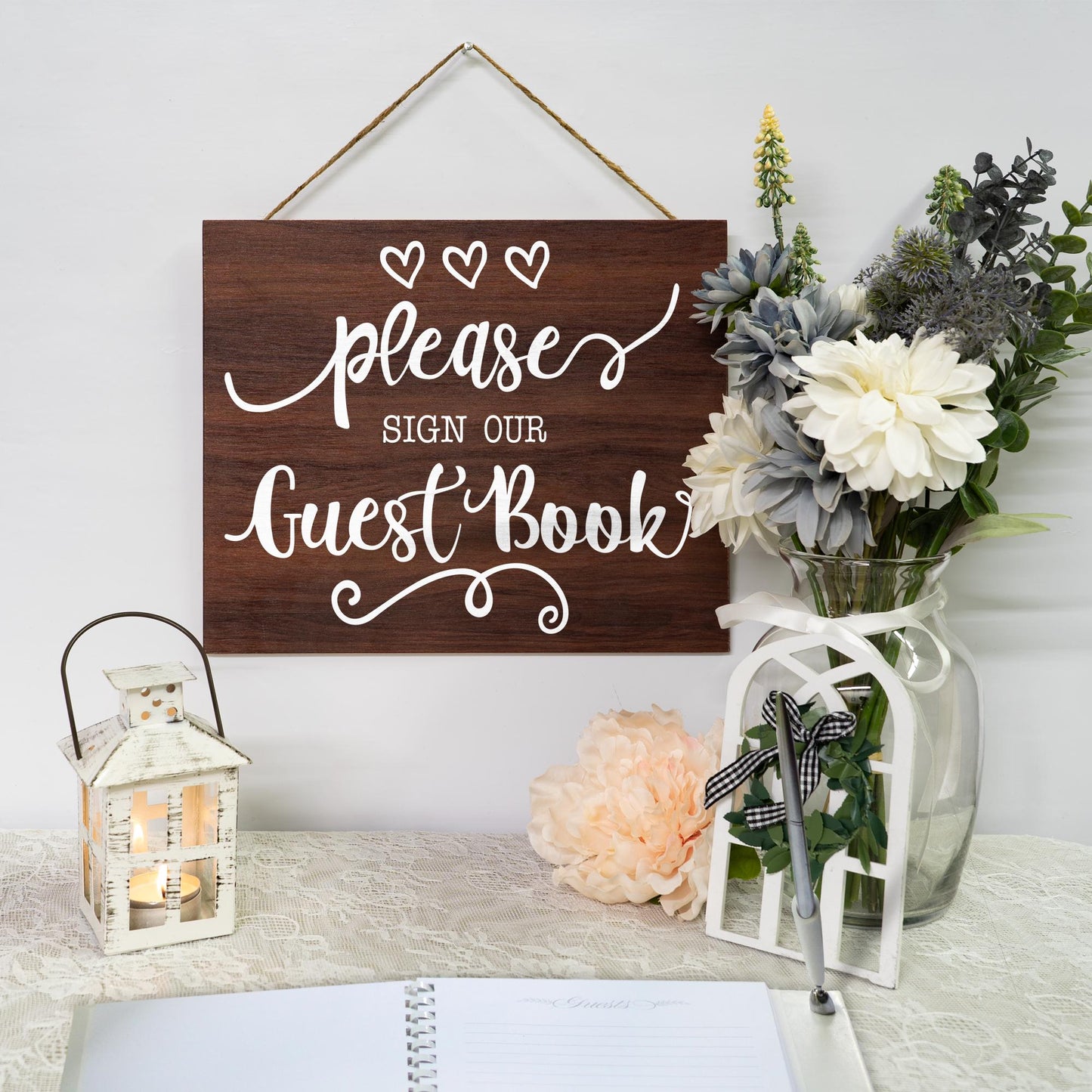 Guestbook Sign – 10x12 Inch Printed Wedding Table Decor for Reception & Showers