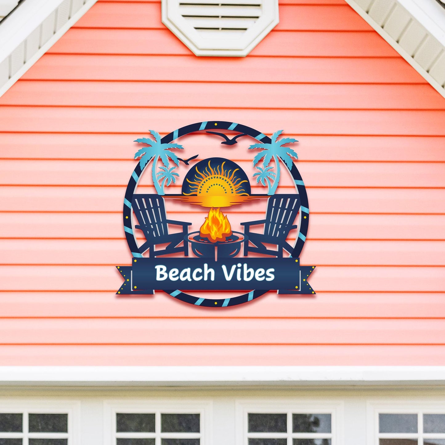 Custom Coastal Sign: Beach House Fire Pit Decor - 36" Nautical Wall Art