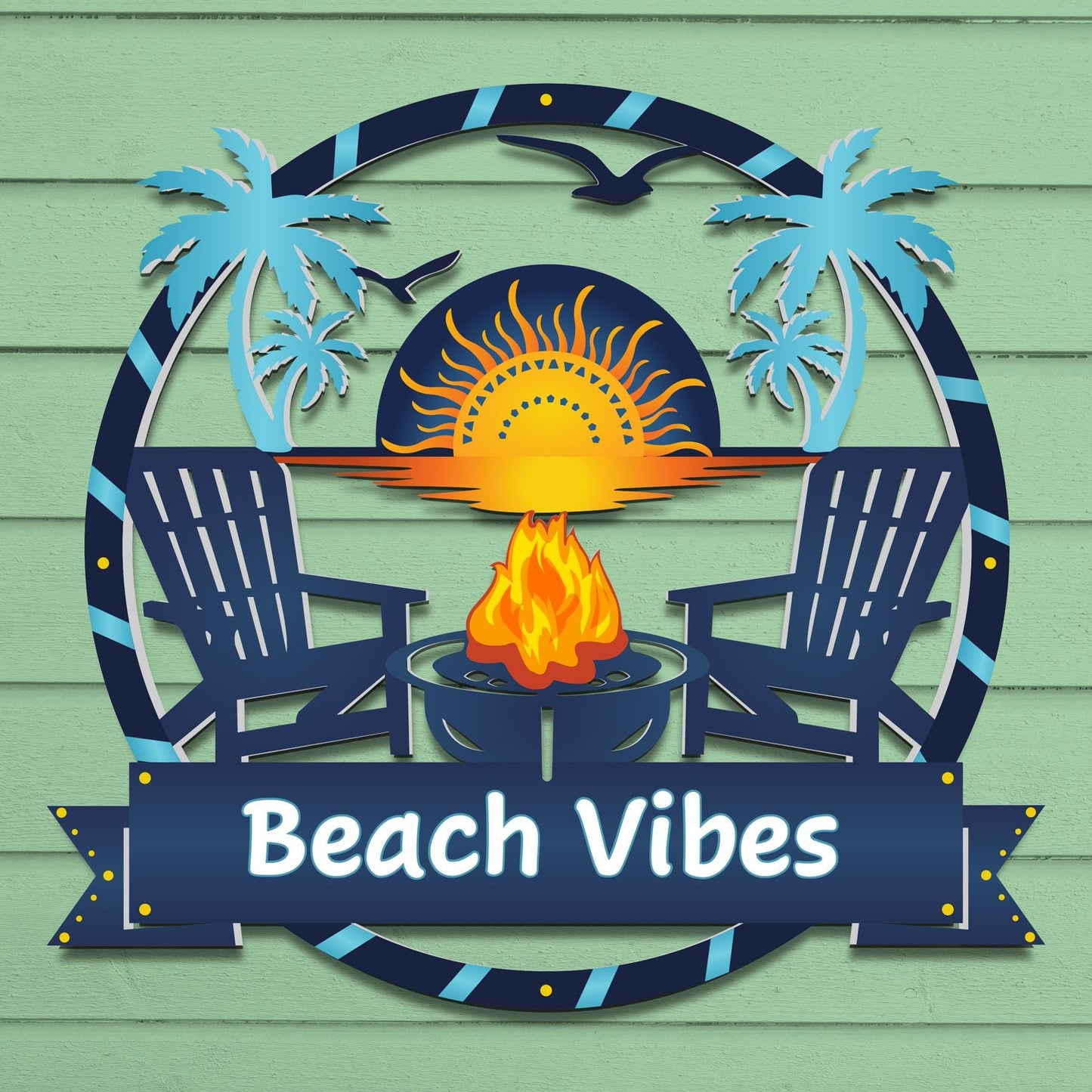 Custom Coastal Sign: Beach House Fire Pit Decor - 36" Nautical Wall Art