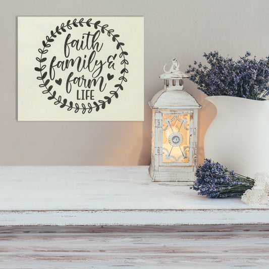 Faith Family Farm Life Wooden Sign: Rustic Farmhouse Decor