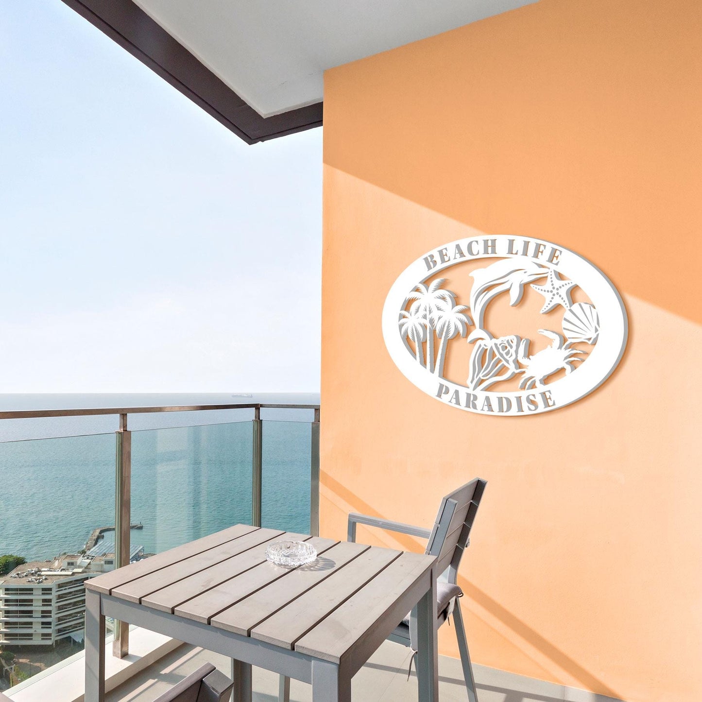 Custom Beach House Sign: 36" Coastal PVC Wall Art