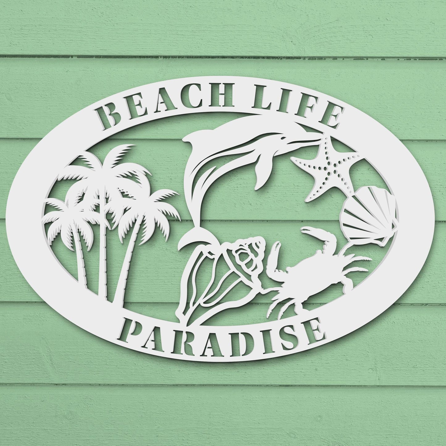 Custom Beach House Sign: 36" Coastal PVC Wall Art