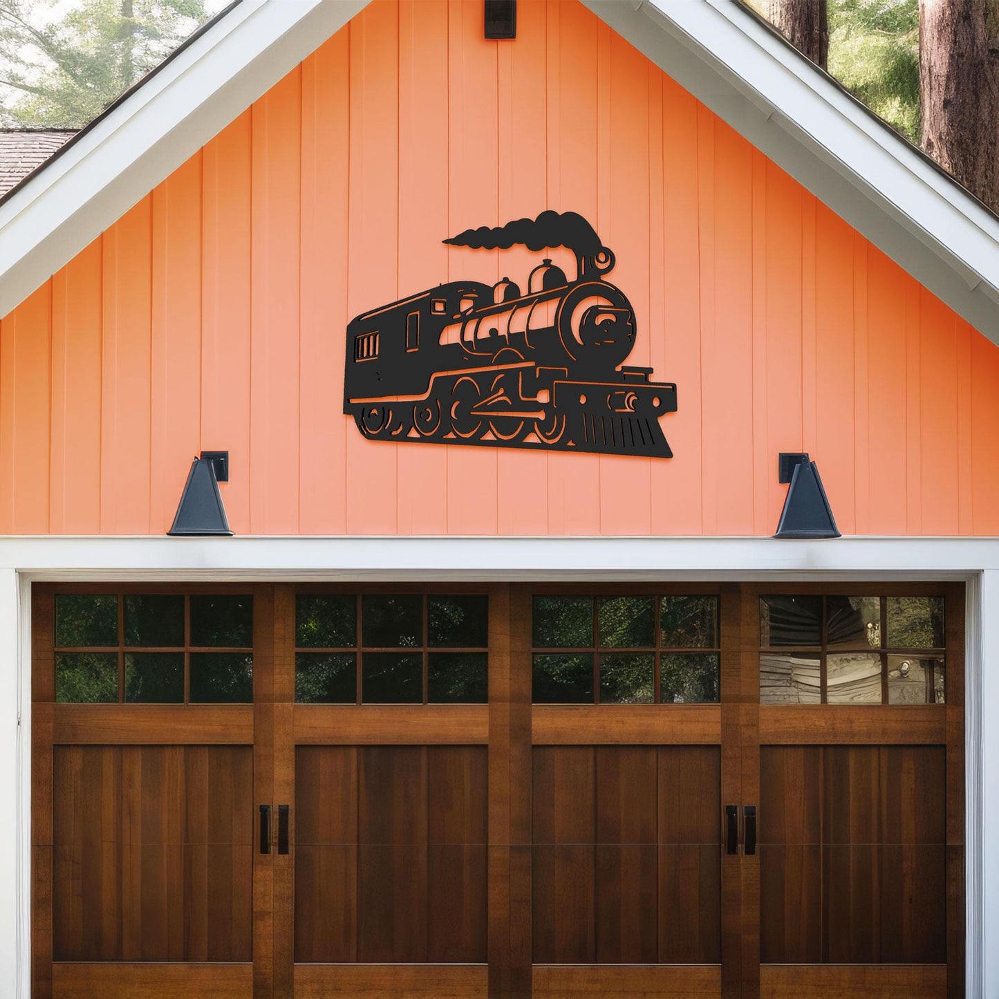 Black PVC Train Locomotive Wall Art: Railroad Garage Decor