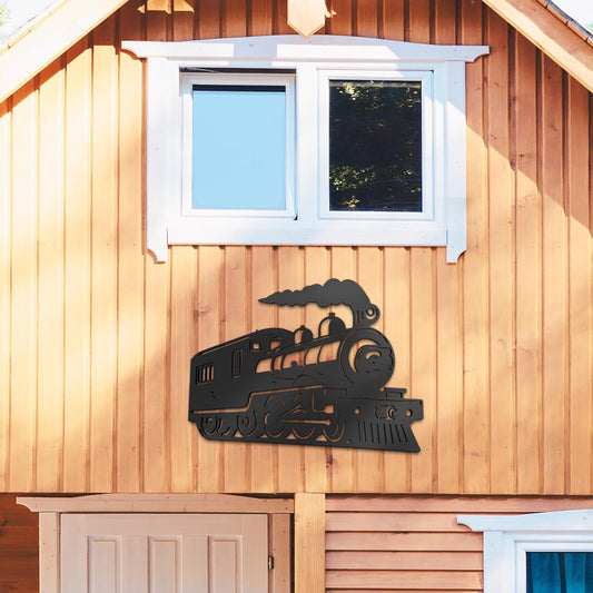 Black PVC Train Locomotive Wall Art: Railroad Garage Decor