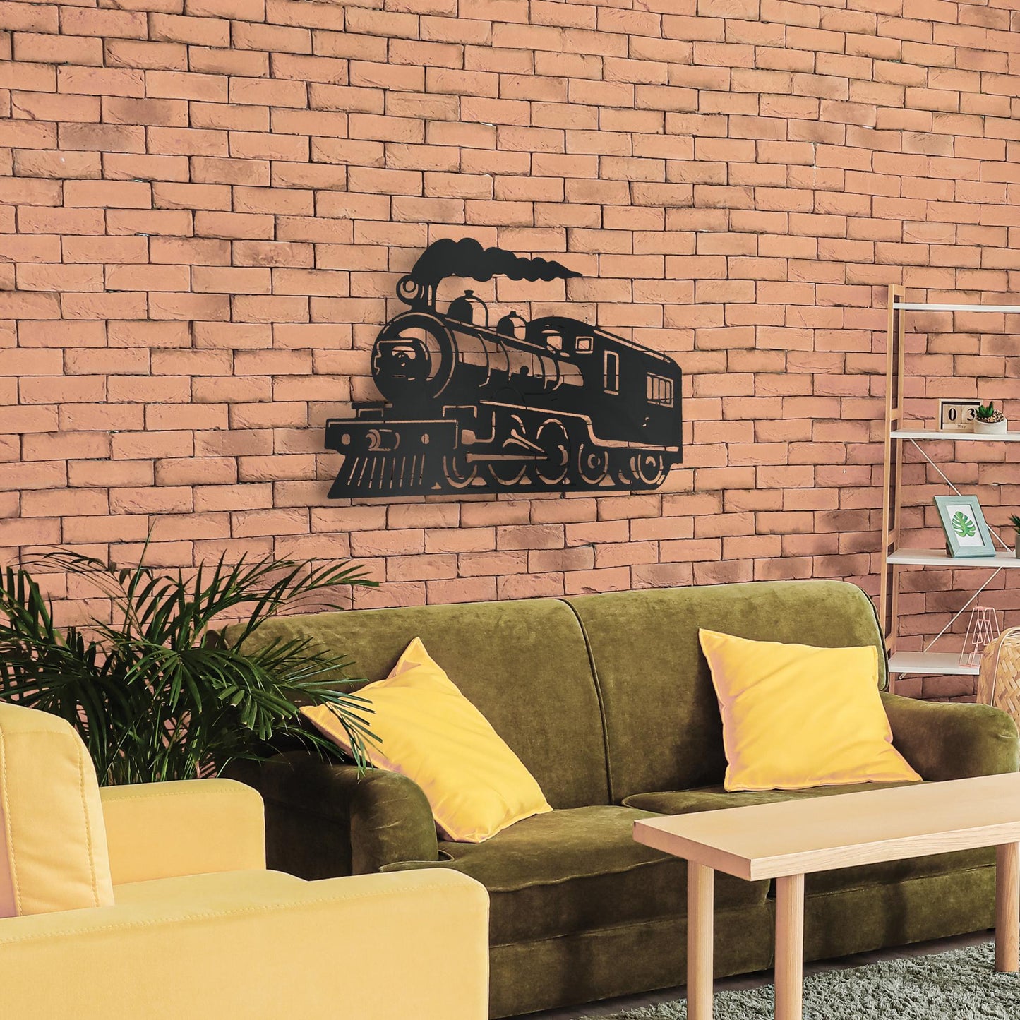 Black PVC Train Locomotive Wall Art: Railroad Garage Decor