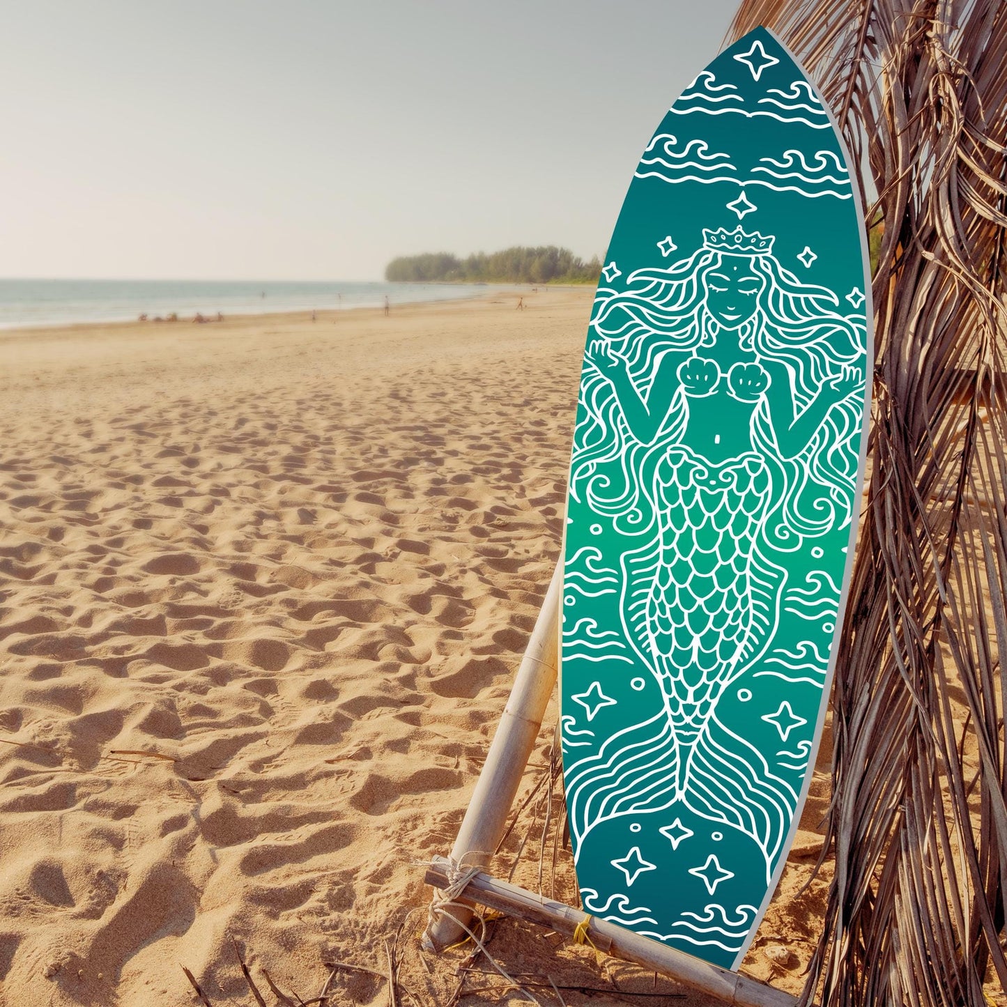 Mermaid Surfboard Sign: Weatherproof Coastal Decor, Beach House Art (3 Foot)