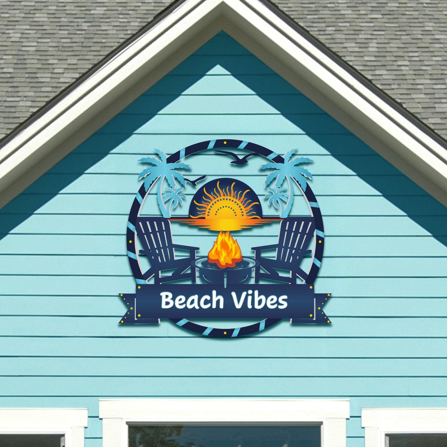 Custom Coastal Sign: Beach House Fire Pit Decor - 36" Nautical Wall Art