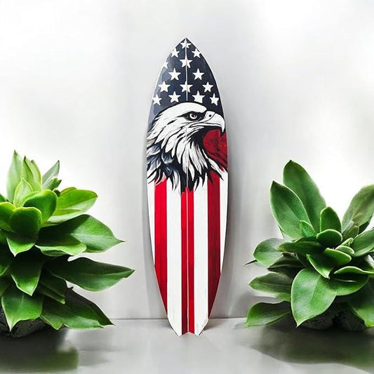 Patriotic Eagle Surfboard Wall Art: American Flag Decor, 3 Foot