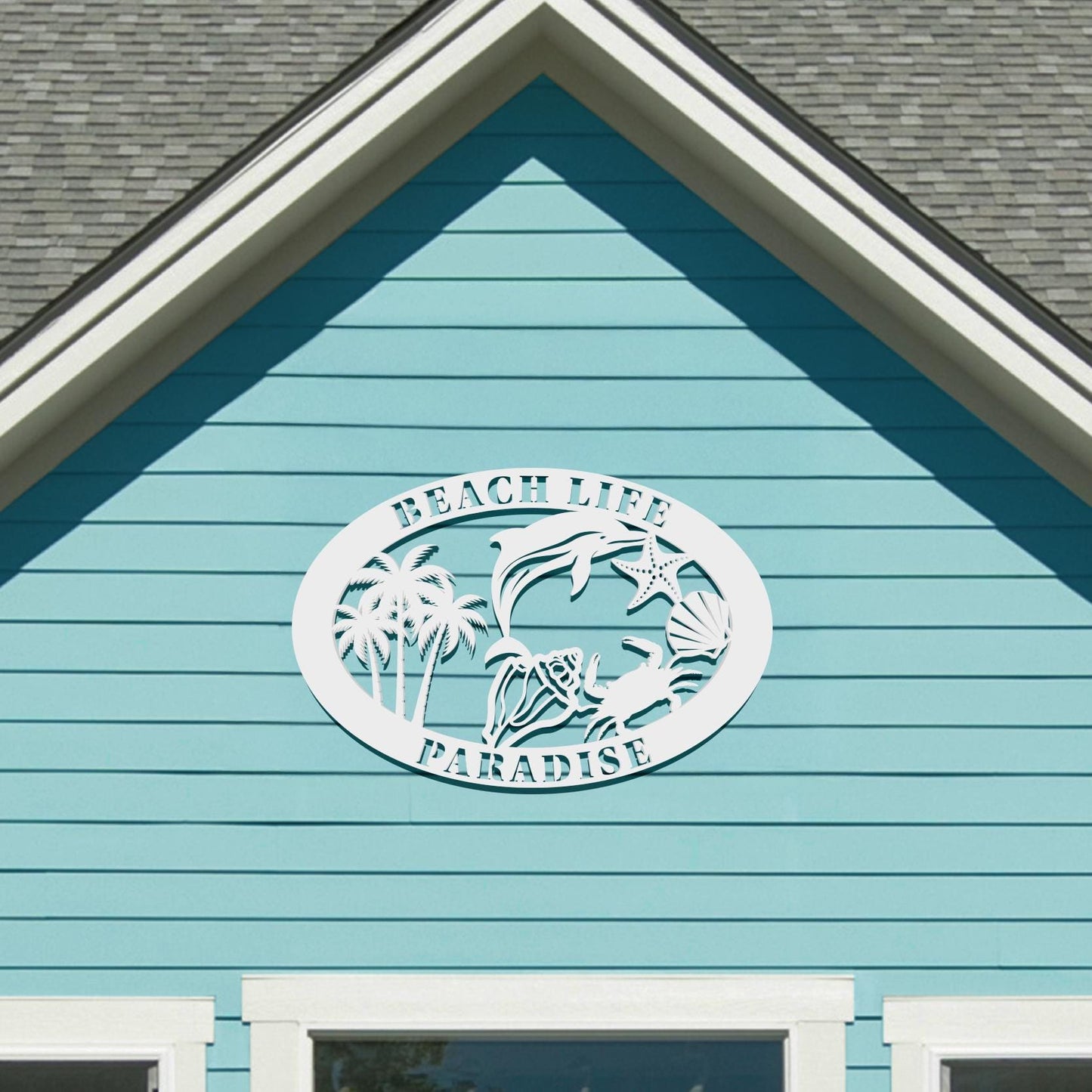 Custom Beach House Sign: 36" Coastal PVC Wall Art