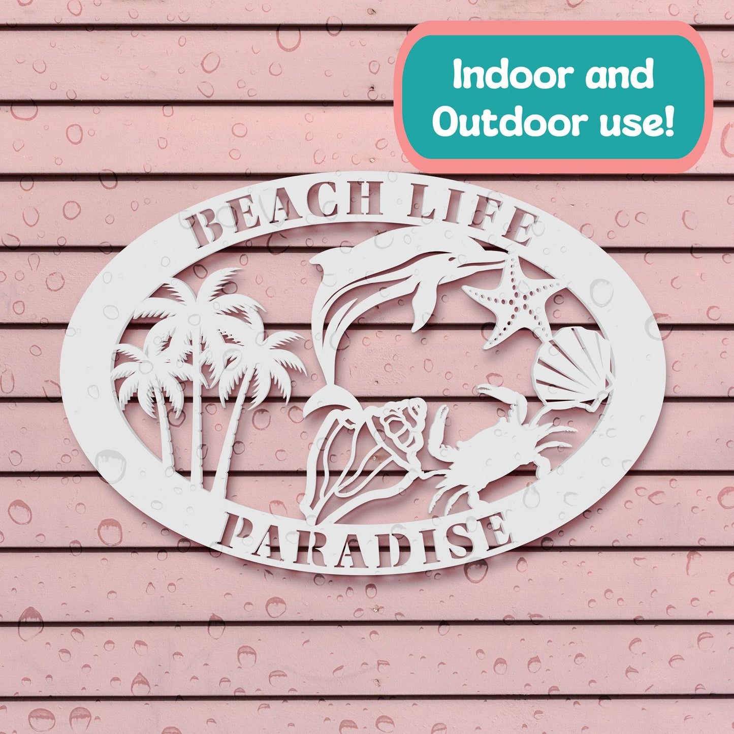 Custom Beach House Sign: 36" Coastal PVC Wall Art