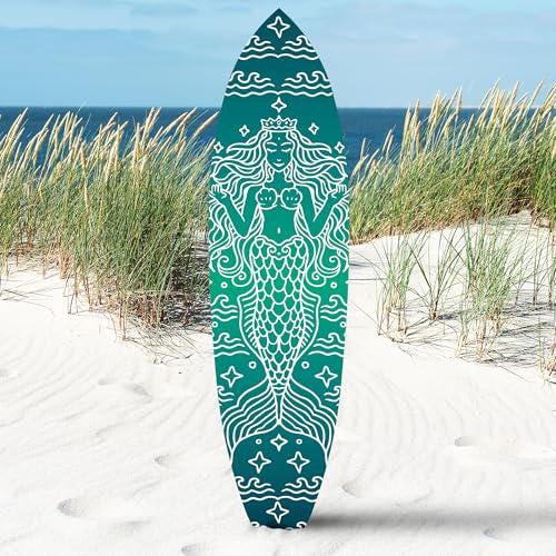 Mermaid Surfboard Sign: Weatherproof Coastal Decor, Beach House Art (3 Foot)