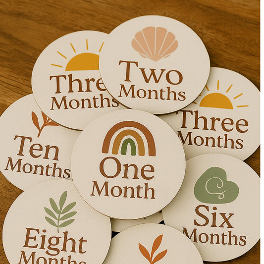 Boho Baby Monthly Milestone Discs: Coastal Photo Prop Set