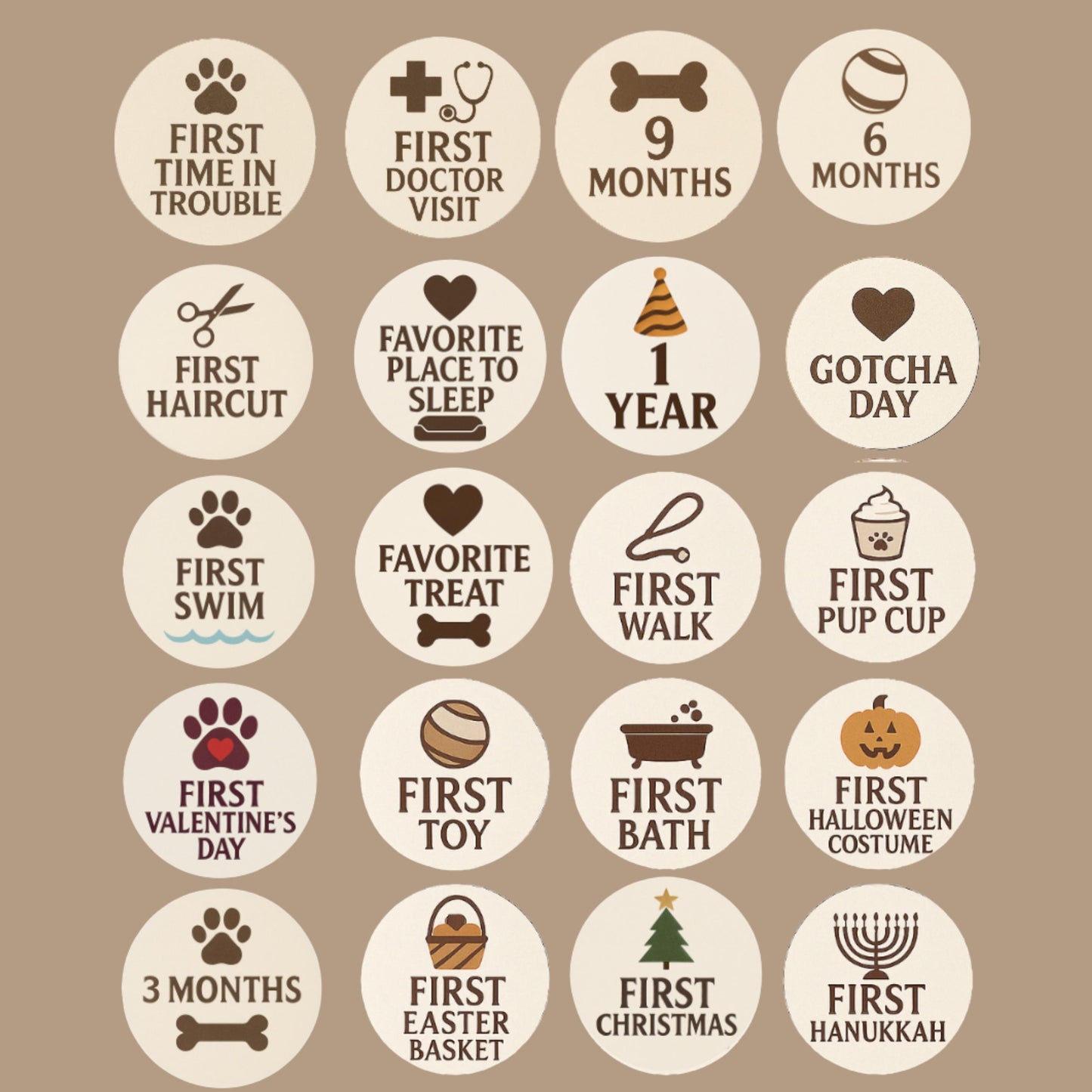 Dog Milestone Markers: Puppy Firsts Photo Prop Set
