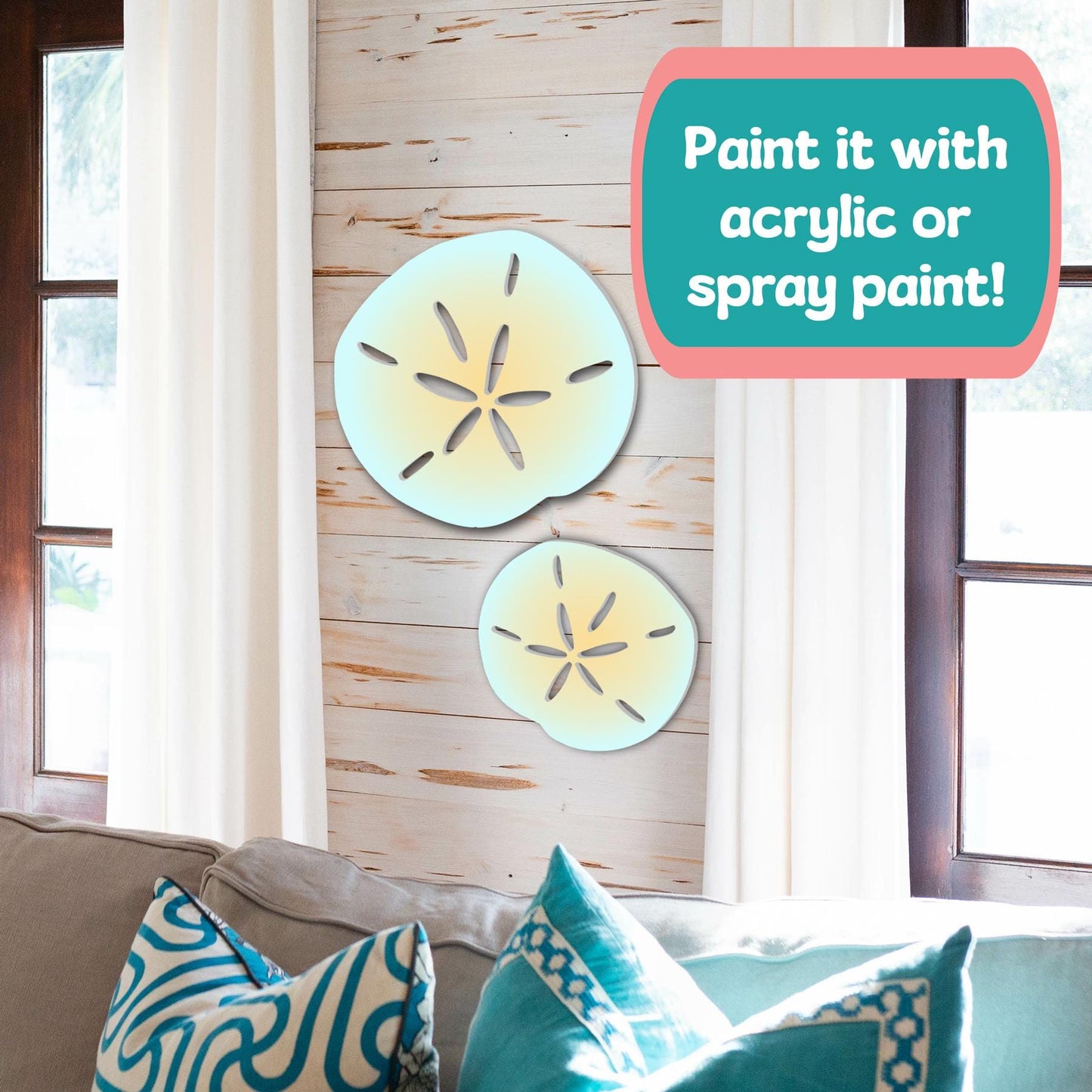 Coastal Sand dollar Wall Decor: Weatherproof PVC Ocean Art - 2-4 FT