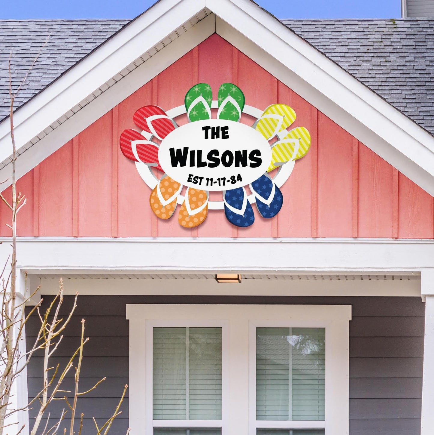Personalized Flip Flop Family Sign: Coastal Beach House Decor