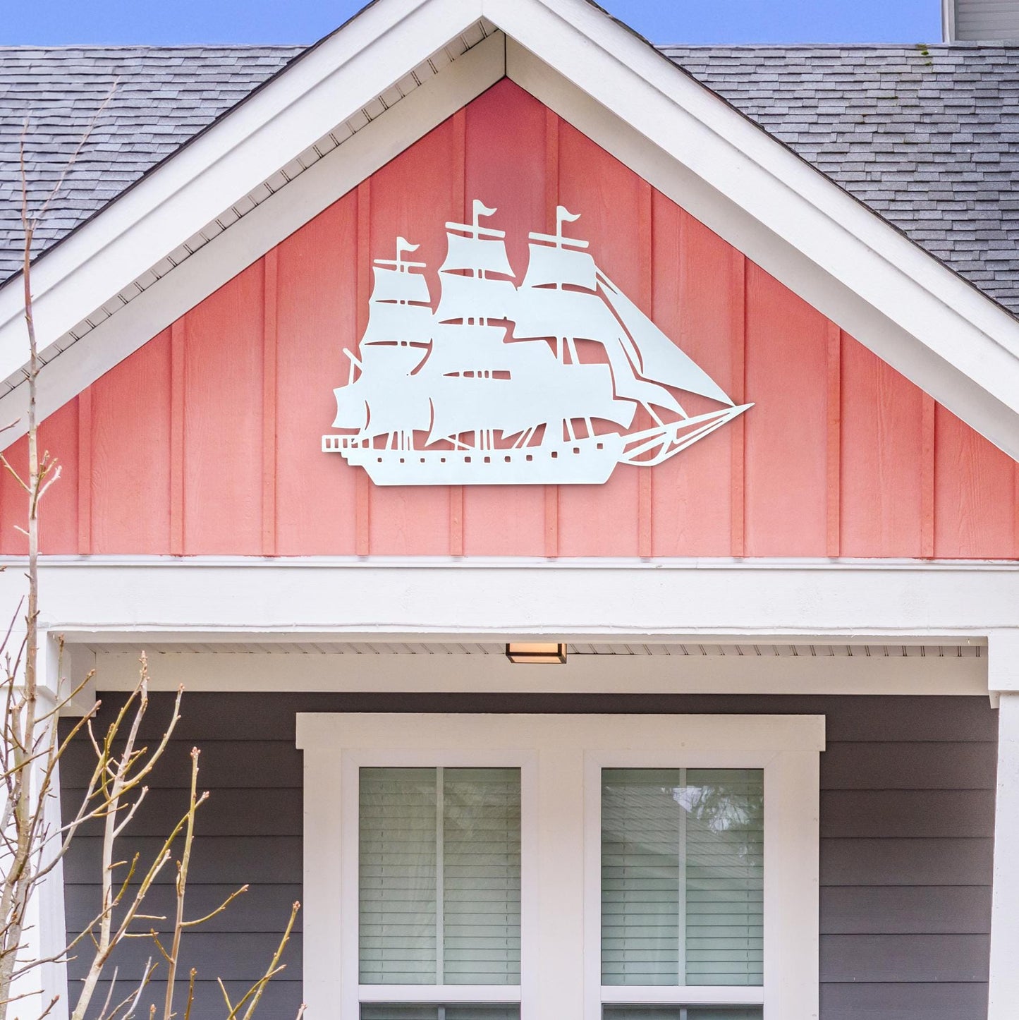Handmade Clipper Sailboat PVC Sign: Nautical Outdoor Decor