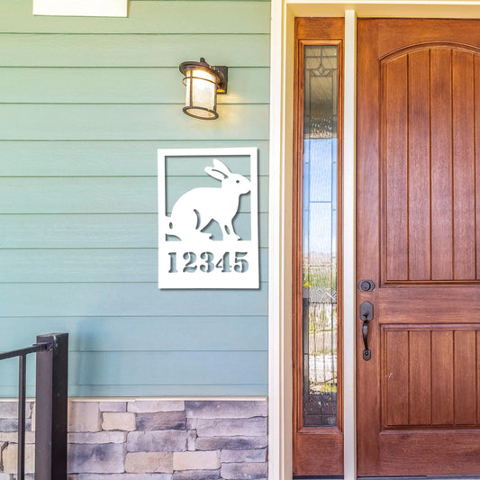 Custom Bunny Rabbit Address Sign: Weatherproof PVC Outdoor Decor